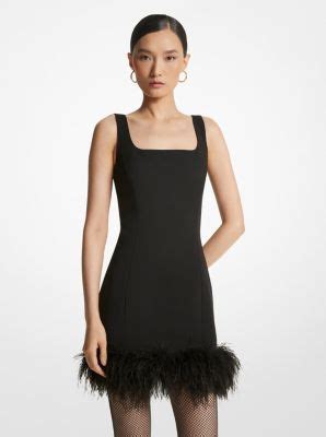 michael kors feather trim dress|Michael Kors crepe dresses.